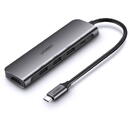 4in1 UGREEN CM136 USB-C to HDMI 4K, 3x USB 3.0, Type-C PD + AUX hub adapter (grey)