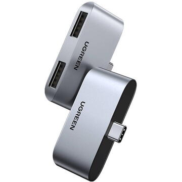 Adapter UGREEN CM412, USB-C to 2x USB 3.0 (grey)
