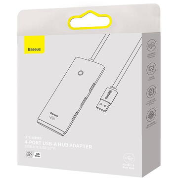 Baseus Lite Series Hub 4in1 USB to 4x USB 3.0, 2m (White)