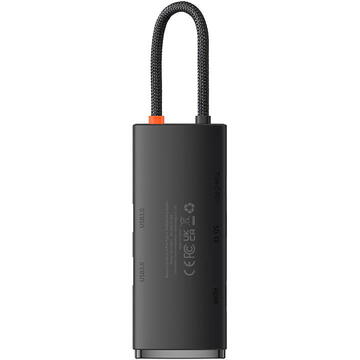 Baseus Lite Series Hub 6w1 USB-C to 2x USB 3.0 + USB-C PD + HDMI + SD/TF (black)