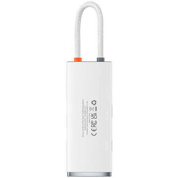Baseus Lite Series Hub 6w1 USB-C to 2x USB 3.0 + USB-C PD + HDMI + SD/TF (white)