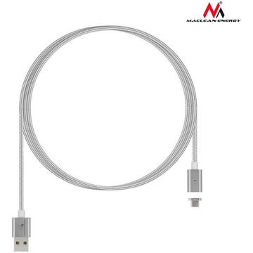 MACLEAN MCE178 Metal magnetic data cable 1m USB Type-C Quick&Fast Charge silver