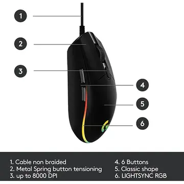 Mouse Logitech G102, USB, Black