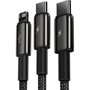 Baseus USB  3in1  Tungsten Gold, USB to micro USB / USB-C / Lightning, 3.5A, 1.5m (black)
