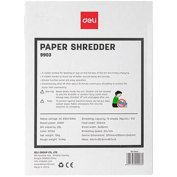 Distrugator documente Deli Office Paper Shredder Deli E9903-EU, 23L