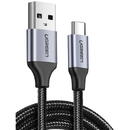 Nickel-plated USB-C cable QC3.0 UGREEN 2m with aluminium plug (Black)