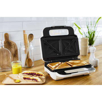 Sandwich maker Tefal Snack XL SW7011 sandwich maker 850 W White, Stainless steel