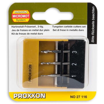 Proxxon Micromot Set 3 freze tungsten 1-2-3mm, Proxxon 27116, ax 3mm