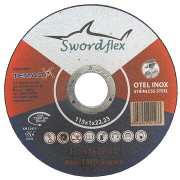 Disc de taiere SWORDFLEX A 60 TMD SUPER, plat, pentru otel, inox, 115mmx1mm
