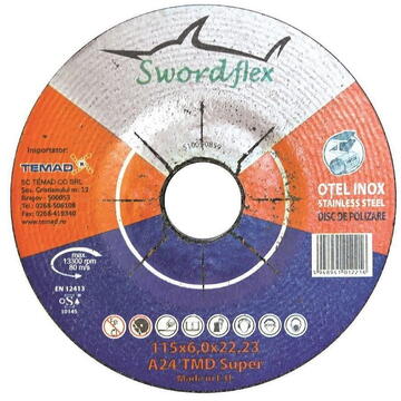 Disc de slefuire SWORDFLEX A 24 TMD SUPER, pentru otel, 115mmx6mm
