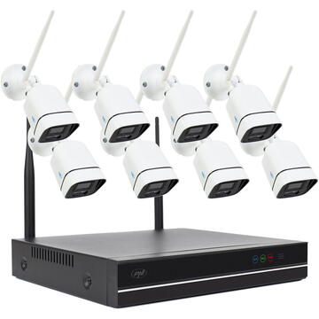 Camera de supraveghere Pachet Kit supraveghere video PNI House WiFi660 NVR 8 canale si 8 camere wireless de exterior 3MP, P2P, IP66