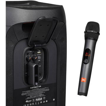 Set 2 microfoane wireless JBL Receiver wireless, Grila metal, 6.35 mm, USB C, Negru