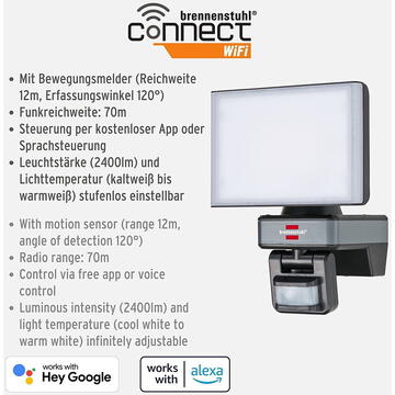 Brennenstuhl Connect WiFi LED spotlight WF 2050P, LED light (grey)