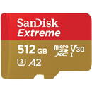 Card memorie SanDisk Extreme 512 GB microSDXC, memory card (UHS-I U3, Class 10, V30, A2)