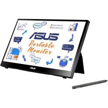 Monitor LED Touchscreen Portabil Asus ZenScreen Ink MB14AHD 14inch FHD 5ms GTG, Black
