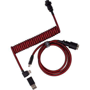Keychron Premium Coiled Aviator Cable, cable (red, 1.08 m, angled connector)