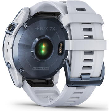 Smartwatch Garmin fenix 7X Sapphire Solar Edition (51) Titan DLC Mineral Blue cu curea Whitestone