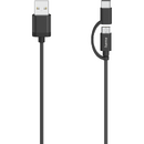 Hama Micro-USB Cable, 2 in 1, incl. Adapter to USB-C, USB 2.0, 0.75 m
