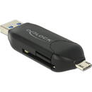 DeLOCK Micro USB OTG card reader + USB 3.0 A plug (black)