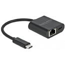 DeLOCK USB-C adapter> Gigabit LAN + PW black - LAN 10/100/1000 Mbps with Power Delivery