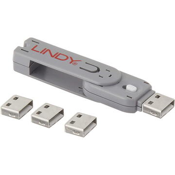 Lindy USB-A port lock wh - 1x key + 4 locks
