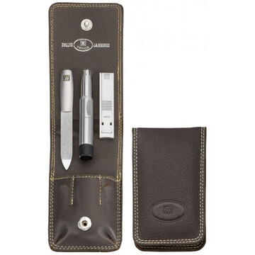Zwilling TWINOX       Brown push-button leather case 3-pcs.