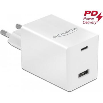 Incarcator de retea Delock USB charger USB Type-C PD 3.0 and USB Type-A with 48 W.