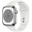 Smartwatch Apple Watch 8 Cell 41mm Steel Silver/White Sport Band