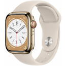 Smartwatch Apple Watch 8 Cell 41mm Steel Gold/Starlight Sport Band