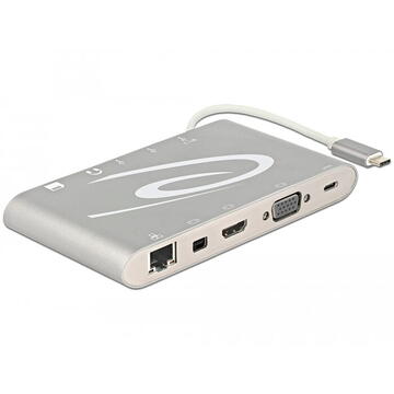 Delock USB Type C Port Replicator (HDMI,VGA.LAN,3x USB 3.0,USB C,mini DP)4K 30H