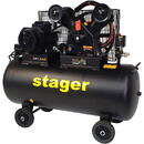 Stager HMV0.6/200-10 compresor aer, 200L, 10bar, 600L/min, trifazat, angrenare curea