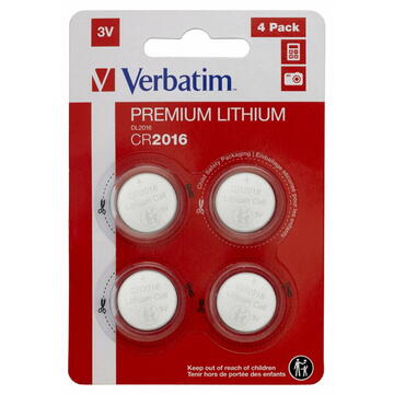 Verbatim Lithium, CR2016, 3V, 4buc, 49531