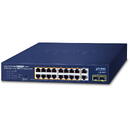 Switch PLANET 16-Port 10/100/1000T 802.3at Unmanaged Gigabit Ethernet (10/100/1000) Power over Ethernet (PoE) Blue