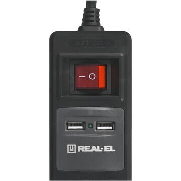 Prelungitor Listwa Zasilająca REAL-EL FRS-3 USB Charge 1,8m
