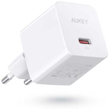 Incarcator de retea Aukey PA-Y20S 20 W, USB-C, Alb