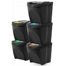 Diverse articole de curatenie Set Recipiente plastic Noveen pentru reciclare selectiva, 5 x 25L, GSB255 Black