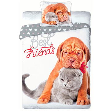 Faro Youth bedding 013 BEST FRIENDS PIES AND CAT set 140x200cm + pillow 70x90cm