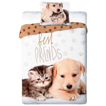 Faro Youth bedding 014 BEST FRIENDS PIES AND CAT set 140x200cm + pillow 70x90cm
