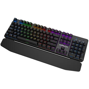 Tastatura Krux Meteor RGB Outemu Blue Keyboard,Negru USB Cu fir, Iluminare RGB, 104 taste