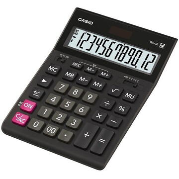 Calculator de birou CASIO GR-12 OFFICE CALCULATOR BLACK, 12-DIGIT DISPLAY