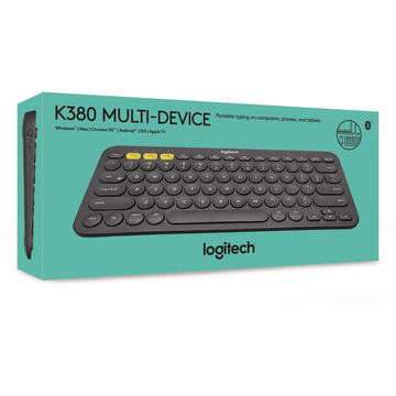 Tastatura Logitech K380 Multi-Device Bluetooth, Bluetooth, gri inchis, US-Intl