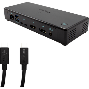I-TEC Thunderbolt3/USB-C Dual DisplayPort 4K Docking Station with Power Delivery 85W + Two TB3 Cables: 150cm & 70cm