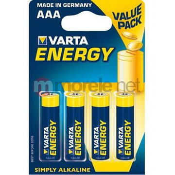 Baterie alcalina VARTA BAVA 4103, R3 (AAA), 4 bucati energy