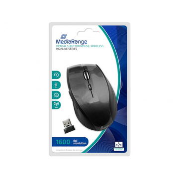 Mouse MediaRange Maus Highline USB Optic 1600 dpi Negru