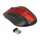 Mouse DELOCK Maus 2,4 GHz USB Optic 1600 dpi 5 butoane Rosu/Negru