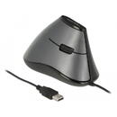 Mouse DELOCK ergonom. Optic USB  Fir 1.8m Gri/Negru