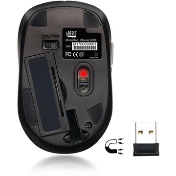 Mouse Adesso Wireless mini mouse (Black), iMouse S60B   1600 DPI  Negru