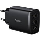 Incarcator de retea Baseus Rapid Compact Quick Charger, 3x USB, 17W (Black)
