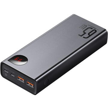 Baterie externa Baseus Adaman, 20000 mAh, 65W, LED, Power Delivery / Quick Charge 3.0, 2x USB, 1x USB-C, 1x MicroUSB, Negru