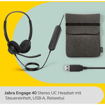 Casti Jabra Engage 40, headset (black, Stereo, UC, USB-A, Inline Link)